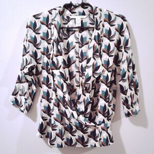 DVF Diane von Furstenberg Agaton Silk Blend Blouse Wrap Top Size 4